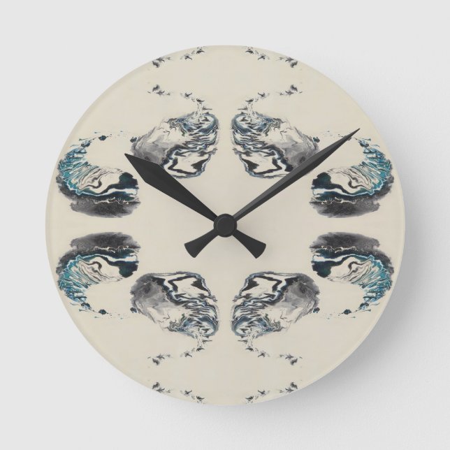 Go With the Flow - Acrylic Pouring Runde Wanduhr (Vorderseite)