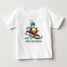 Go With The Snow Sledding Cute Penguin Winter Baby T-shirt