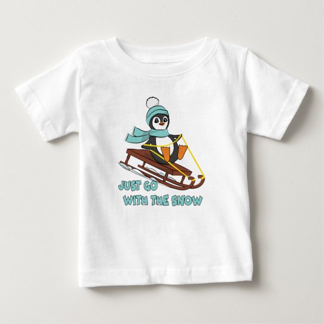 Go With The Snow Sledding Cute Penguin Winter Baby T-shirt (Vorderseite)