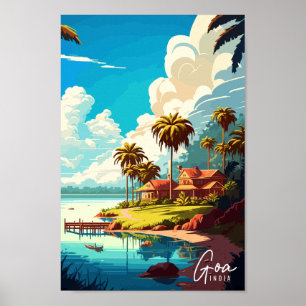 Goa India Vintage Reise Illustration Poster