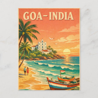 Goa, Indien, in einer klassischen Retro-Reise Postkarte