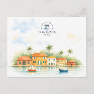 Goa, Indien Souvenir Aquarell Reise Postkarte