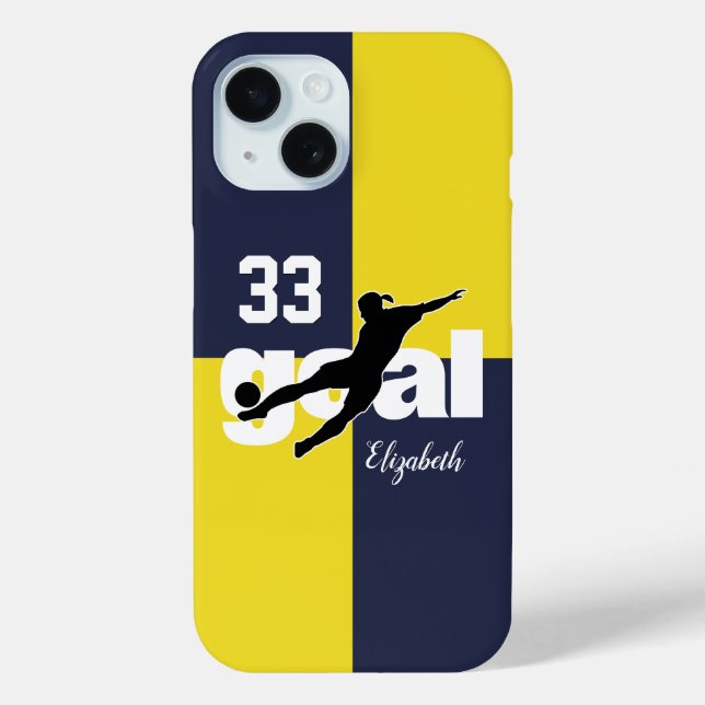 Goal Blue Gold personalisiert Girls Fußball Case-Mate iPhone Hülle (Rückseite)