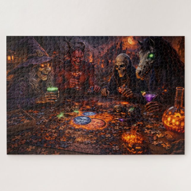Goal night out spooky witch and skeleton fantasy j puzzle (Horizontal)