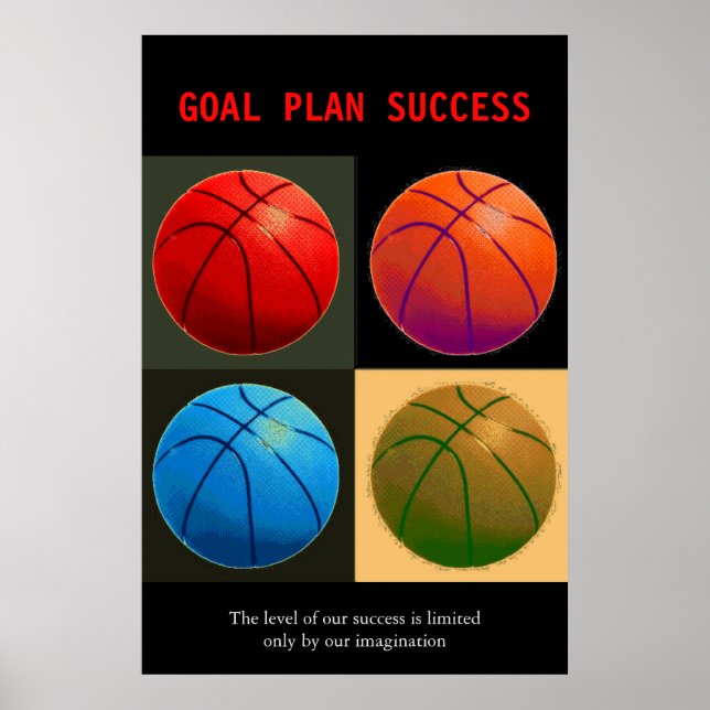 Goal Plan Erfolg Basketball Sport Pop Kunst Poster (Vorne)
