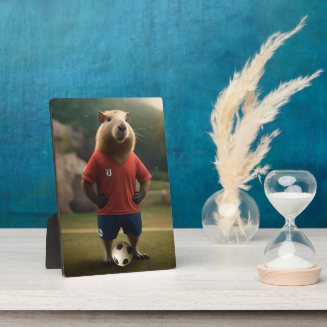 "Goal-Scoring Capybara: Der ultimative Fußballstar Fotoplatte (Seite)