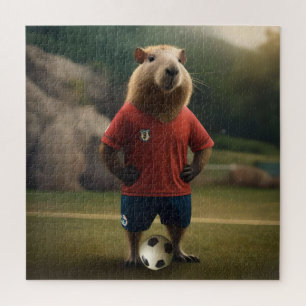 "Goal-Scoring Capybara: Der ultimative Fußballstar Puzzle