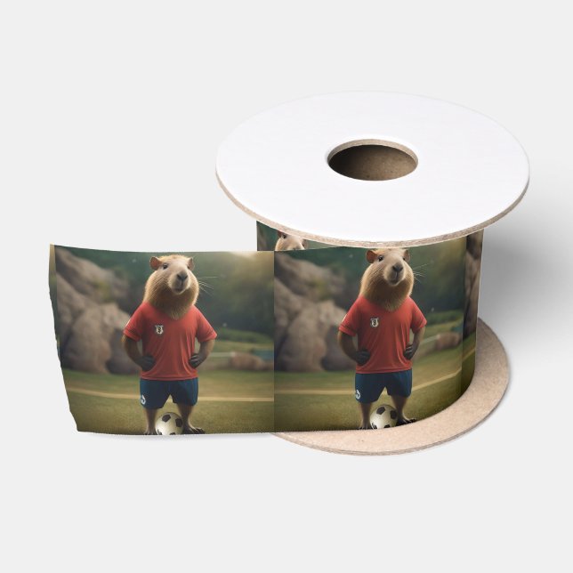 "Goal-Scoring Capybara: Der ultimative Fußballstar Satinband (Spule)