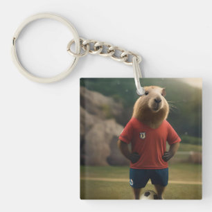 "Goal-Scoring Capybara: Der ultimative Fußballstar Schlüsselanhänger