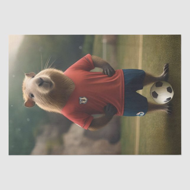 "Goal-Scoring Capybara: Der ultimative Fußballstar Seidenpapier (Vorderseite)