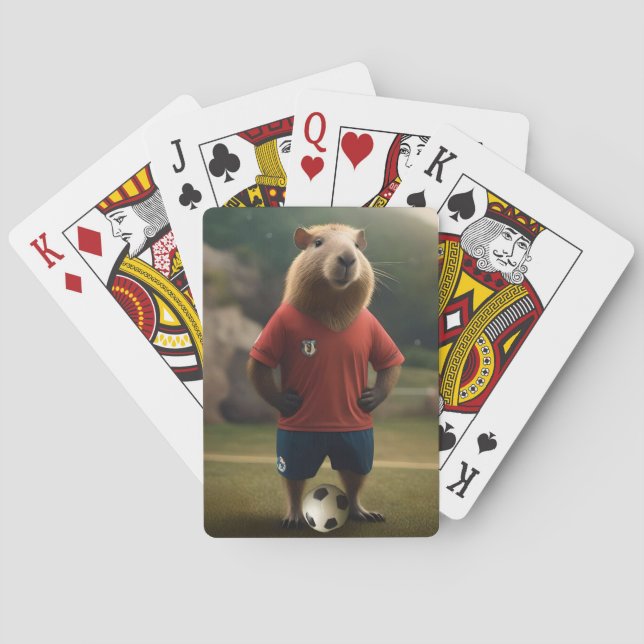 "Goal-Scoring Capybara: Der ultimative Fußballstar Spielkarten (Rückseite)