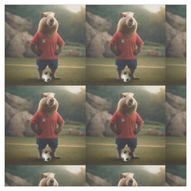 "Goal-Scoring Capybara: Der ultimative Fußballstar Stoff (Muster)