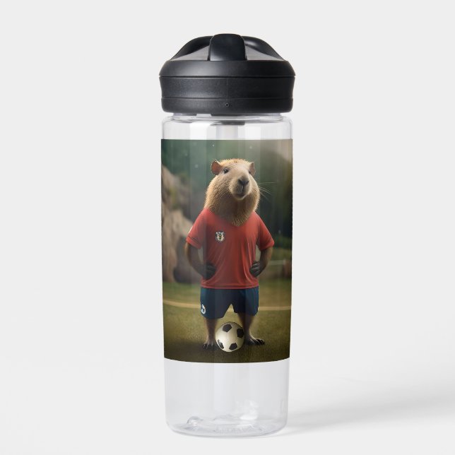 "Goal-Scoring Capybara: Der ultimative Fußballstar Trinkflasche (Vorderseite)