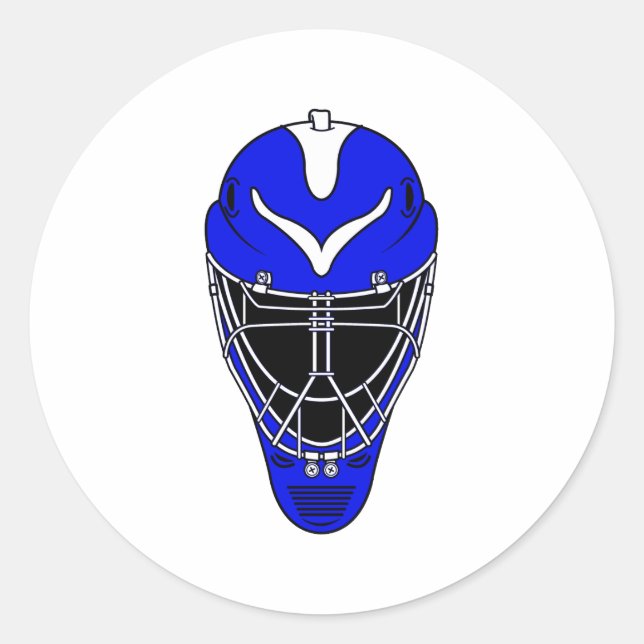 Goalie Helmet Blue Runder Aufkleber (Vorderseite)