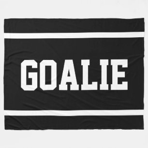 GOALIE Sporty Athletic Schwarz Weiß Text Streifen Fleecedecke