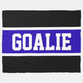 GOALIE Text Bold Athletic Blue Schwarz-weiß Stripe Fleecedecke
