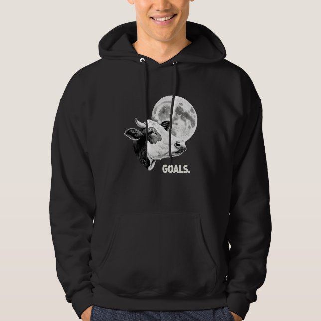 Goals Cow Moon Motivational Quote Inspiration Hoodie (Vorderseite)