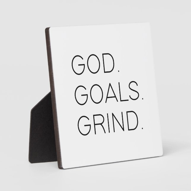 Goals Grind Motivierend Office Desk Sign Fotoplatte (Vorderseite)