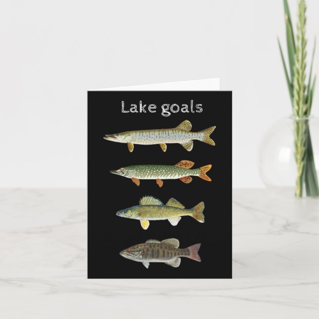 Goals Lake Fischen Musky Pike Walleye Kleiner Mund Karte (Vorderseite)