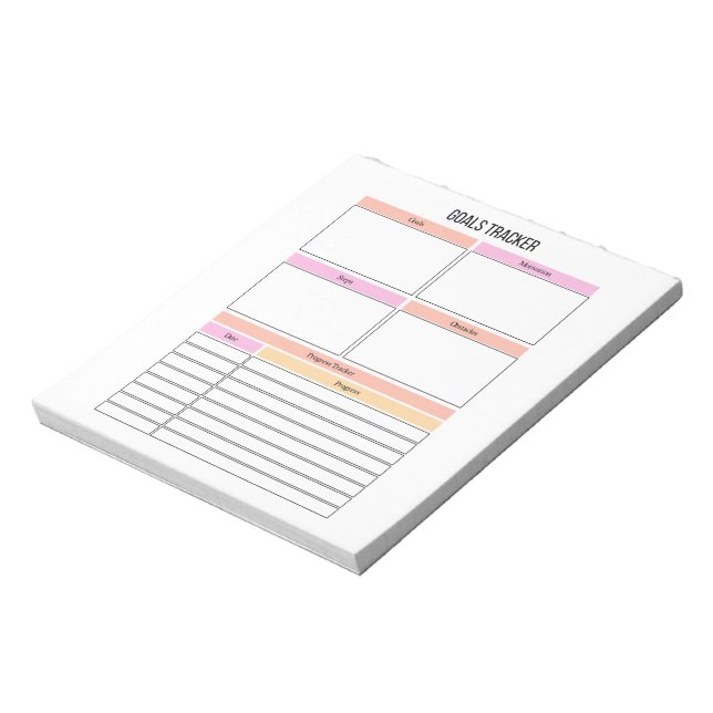 Goals Tracker Planner Notepad Notizblock (Rotiert)
