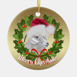 GOAT Angora Ziege Weihnachtsmannmütze Weihnachten Keramikornament