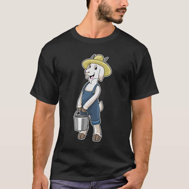 Goat as Farmer with Bucket T-Shirt (Vorderseite)