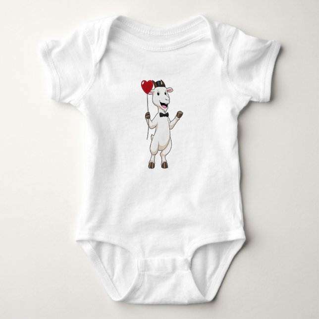 Goat as Groom with Heart Balloon Baby Strampler (Vorderseite)