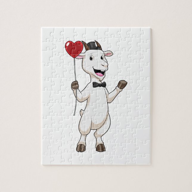 Goat as Groom with Heart Balloon Puzzle (Vertikal)