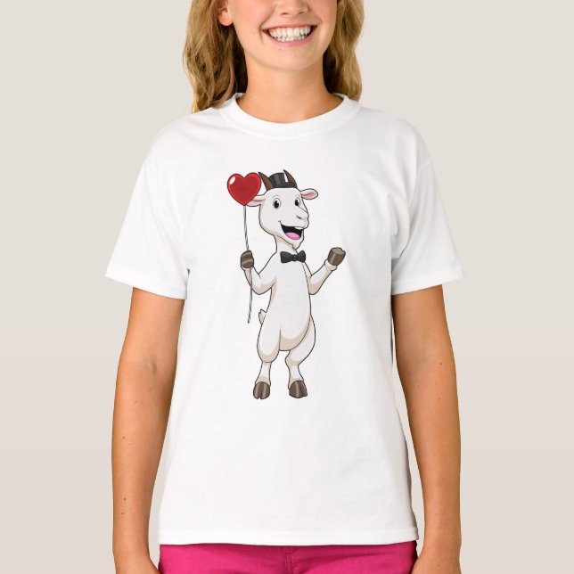 Goat as Groom with Heart Balloon T-Shirt (Vorderseite)