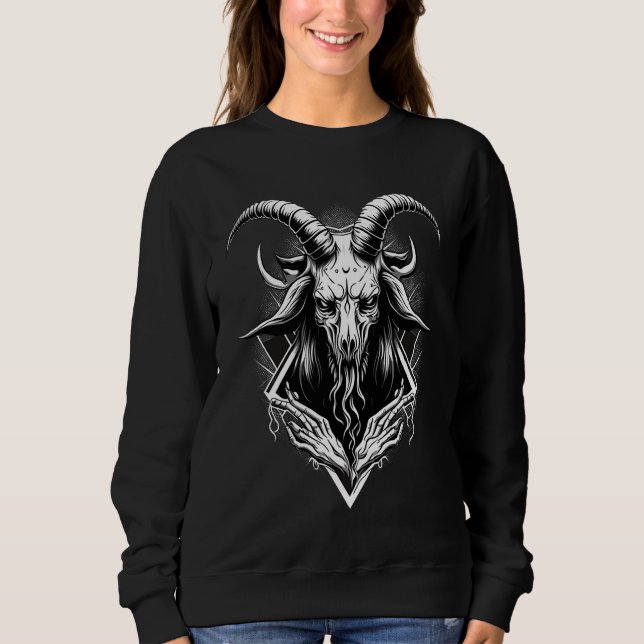 Goat Baphomet  Occult Gothic Demon Sweatshirt (Vorderseite)
