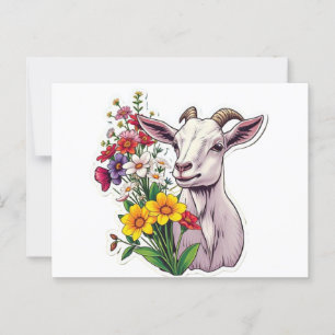 Goat Bouquet Post Card Postkarte