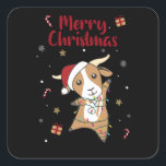 Goat Christmas Goats Winter Animals Quadratischer Aufkleber<br><div class="desc">Die Goat for Christmas with fairy lights. Funny animals with ohrts and snow for the holidays. Also funny for Christmas in July. Goats are cute animals and perfect for Christmas.</div>