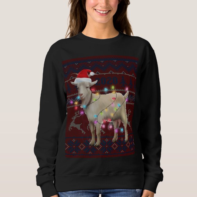 Goat Christmas Lights Ugly Sweater Goat Lover Gift Sweatshirt (Vorderseite)
