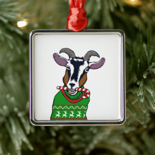 Goat Christmas Sweater Ornament Aus Metall