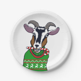 Goat Christmas Sweater Pappteller