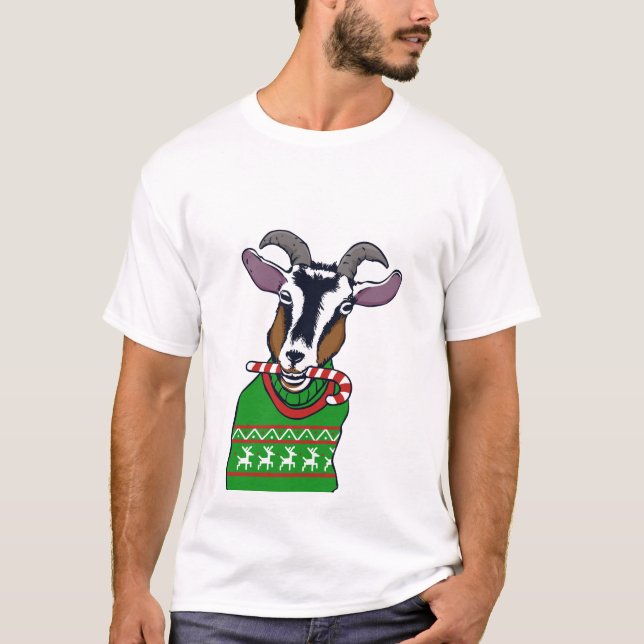 Goat Christmas Sweater T-Shirt (Vorderseite)