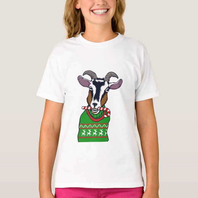 Goat Christmas Sweater T-Shirt (Vorderseite)