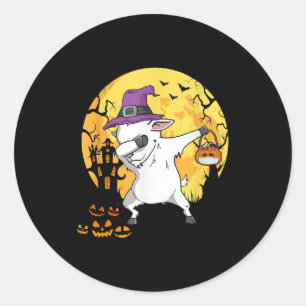 Goat Dabbing Hexe Pumpkin Funny Hund Halloween Runder Aufkleber