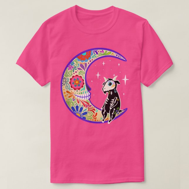 Goat Dia de Los Muertos Skeleton Sugar Skull T-Shi T-Shirt (Design vorne)
