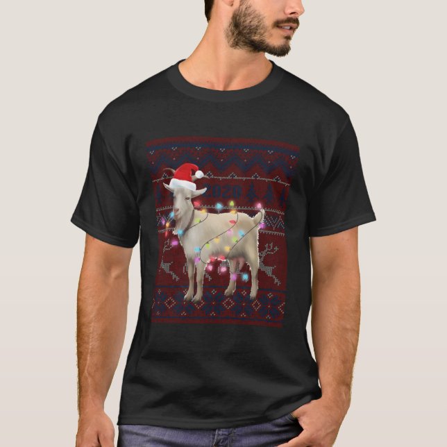 Goat Lights Ugly Sweater Goat Lover Geschenk für C T-Shirt (Vorderseite)
