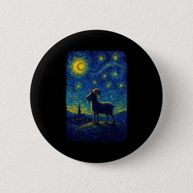 Goat Lover Santa Hat Christmas Starry Cute Night V Button (Vorderseite)