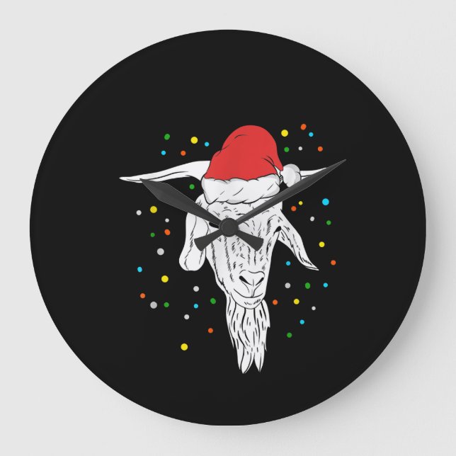 Goat Lover Weihnachtsfeiertage Große Wanduhr (Vorderseite)