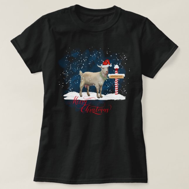 Goat Lovers Christmas North Pole T-Shirt (Design vorne)