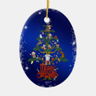 GOAT LOVERS Frohe Weihnachtsziegenbaum Keramik Ornament