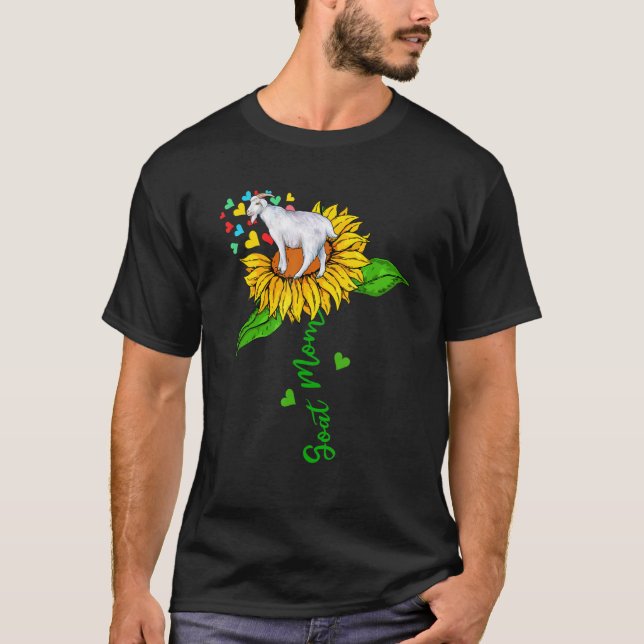 Goat Mom Cute Farm Animals On Sunflower Farmer Mot T-Shirt (Vorderseite)