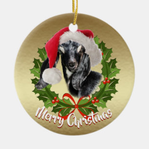 GOAT Nubian Kid Weihnachtsmannmütze Weihnachtsschm Keramikornament