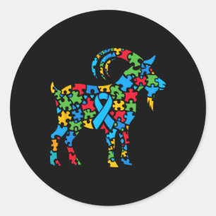 Goat Puzzle Autismus Bewusstsein Autistische Fraue Runder Aufkleber