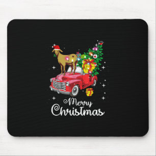 Goat Rides Red Car Weihnachten Mousepad