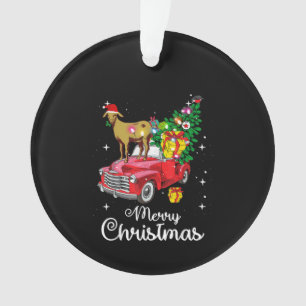 Goat Rides Red Car Weihnachten Ornament