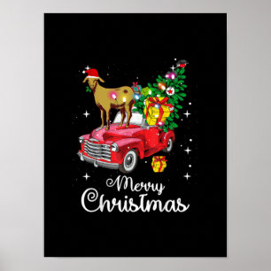 Goat Rides Red Car Weihnachten Poster